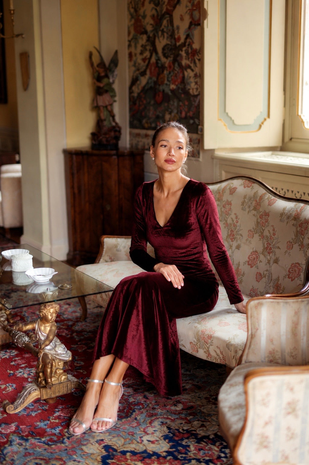 Burgundy Velvet Dress Long Sleeve