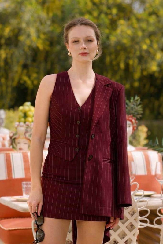 Adelia Striped Vest Vests Gaâla Bordeaux stripes XXS