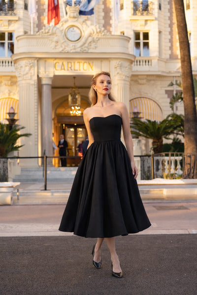 strapless a line cocktail dress Short Strapless A-line Tiered Dress by Juliet JT918S