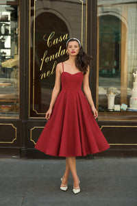 Bardot Linen Dress Dresses Gaâla Dusty red XXS Made-to-order