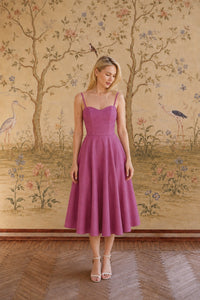 Bardot Linen Dress Dresses Gaâla Mauve pink XXS In stock