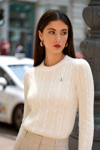 Christina Cotton Cashmere Sweater Knitwear Gaâla Cream XXS In stock