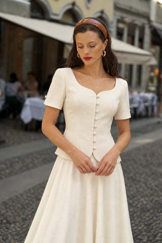 Emi Short Sleeve Jacket Jackets Gaâla White XXS Made-to-order