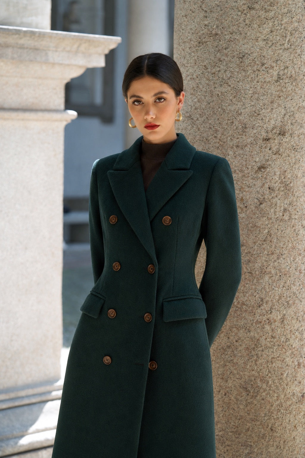 Frederick Wool Coat — Emerald, Wine