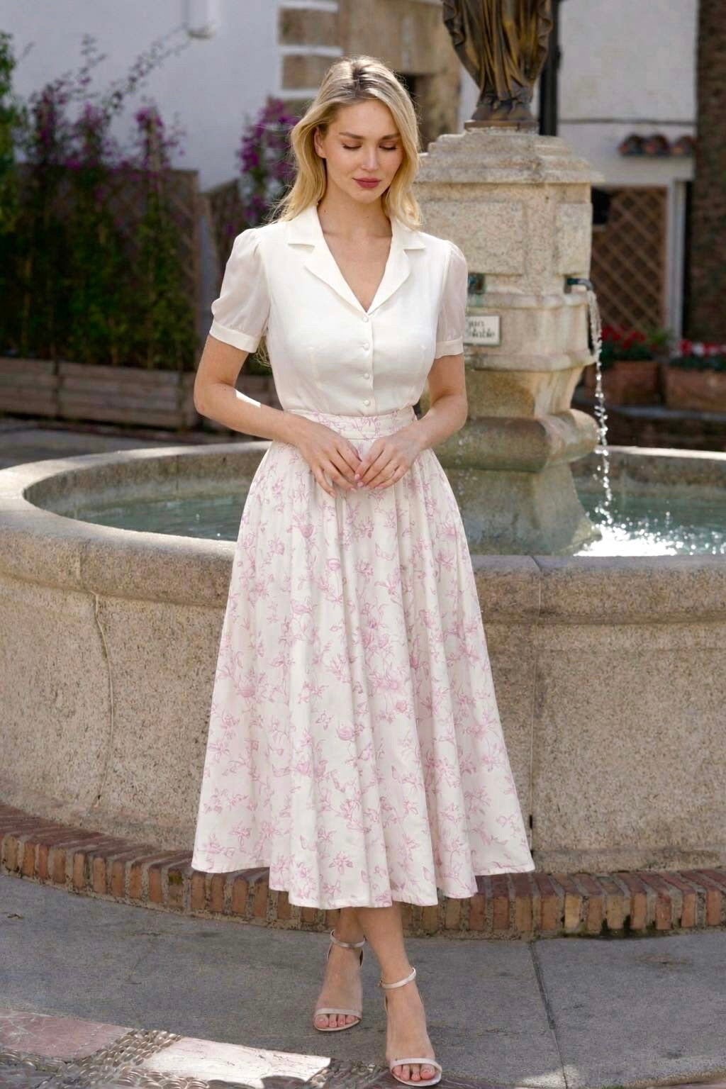 Madeline Skirt Skirts Gaâla Lavender Toile de Jouy Birds XXS Made-to-order