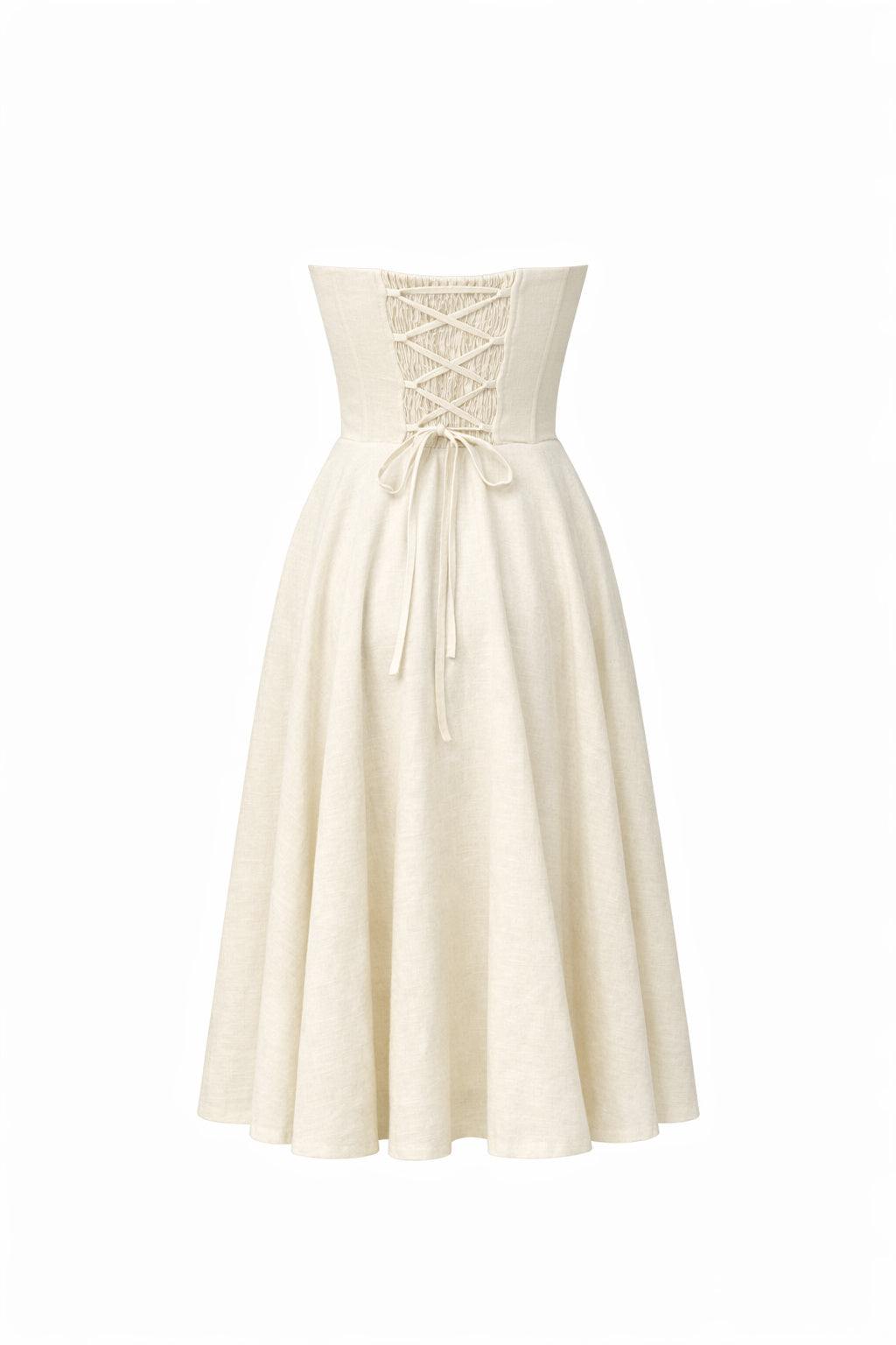 Gala Priscilla Two-Piece Bridal Midi Dress Sustainable Linen Strapless Corset Bodice Removable Floral Topper Long Sleeve XS Gala Priscilla Two-Piece Bridal Midi Dress Sustainable Linen Strapless Corset Bodice Removable Floral Topper Long Sleeve XS