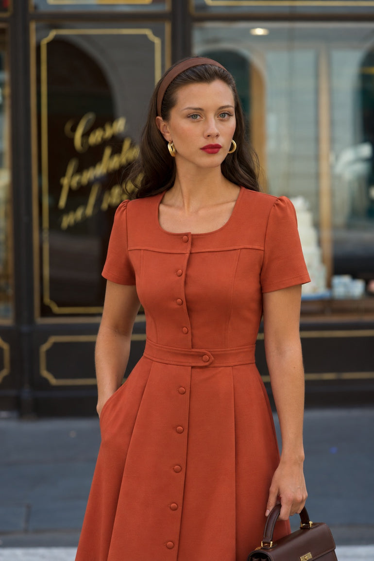 Brick knit midi dress for mid-fall outfits