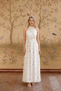 Rosemary Maxi Dress Dresses Gaâla Olive Toile de Jouy XXS In stock