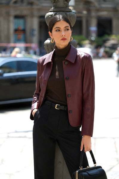 leather dress coat Faux Short Sylvie – Gaâla female leather clothes