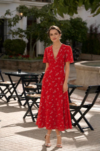 Tiana Maxi Dress Dresses Gaâla Red white floral XXS In stock