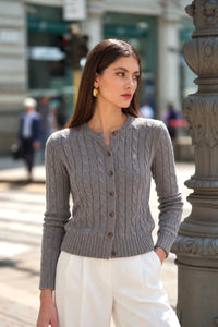 Vincent Cotton Cashmere Cardigan Knitwear Gaâla Grey XXS In stock