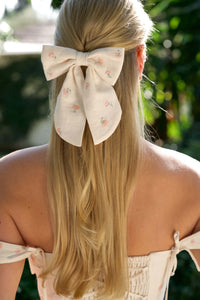 Alette Linen Hair Bow Accessories Gaâla Cream Made-to-order
