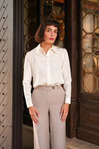 Alexandra Silk Blouse Blouses Gaâla Cream XXS Made-to-order