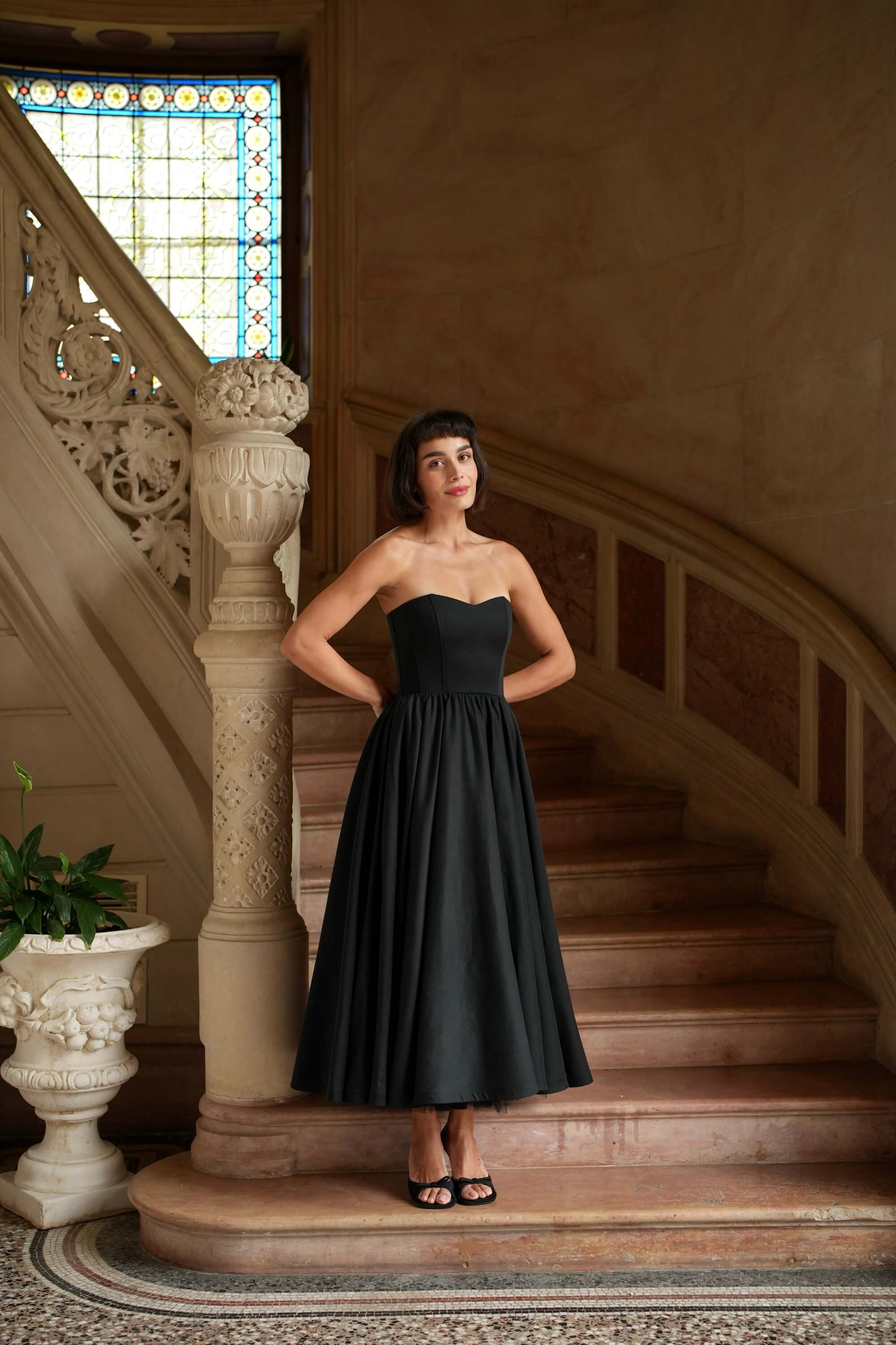 Black Strapless A-Line Dress Annabeth