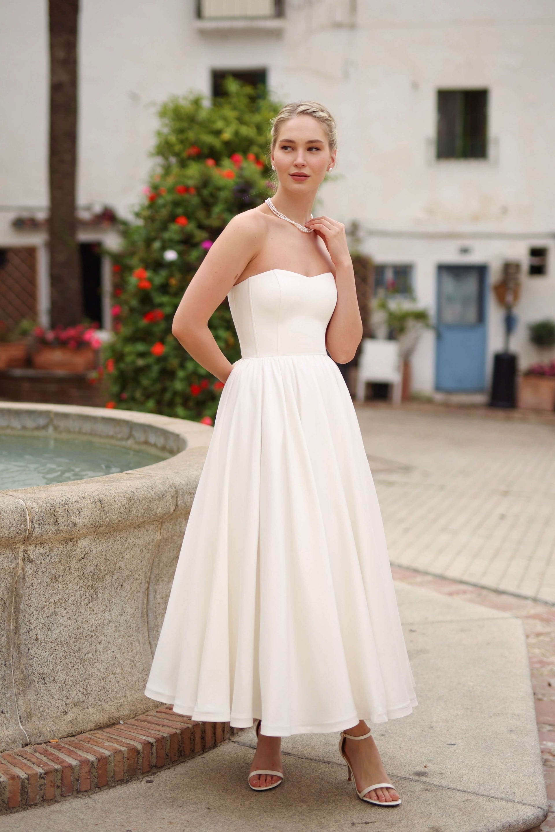annabeth midi dress Strapless A-Line Wedding Dress – Gaâla