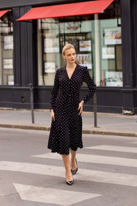 Hortensia Belted Dress Dresses Gaâla Black polka dot XXS Made-to-order