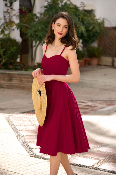 Bordeaux Linen Dress Bardot