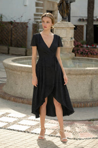 Aurore Wrap Dress Dresses Gaâla Black with dots XXS In stock