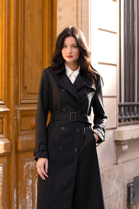 Kelianne Wool Trench Coat Coats Gaâla Black shiny XXS Made-to-order