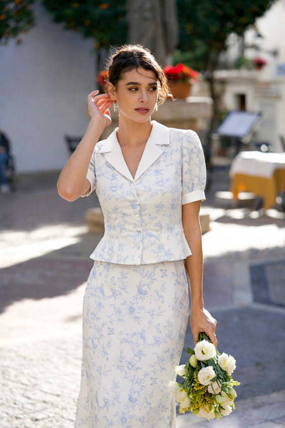 Cream Silk Two Piece Skirt Set Talia