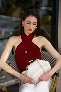 Amanda Halter Knit Top Tops Gaâla Bordeaux XS In stock