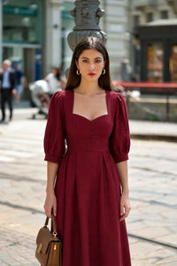 Bardetta Midi Dress Dresses Gaâla Bordeaux XXS Made-to-order