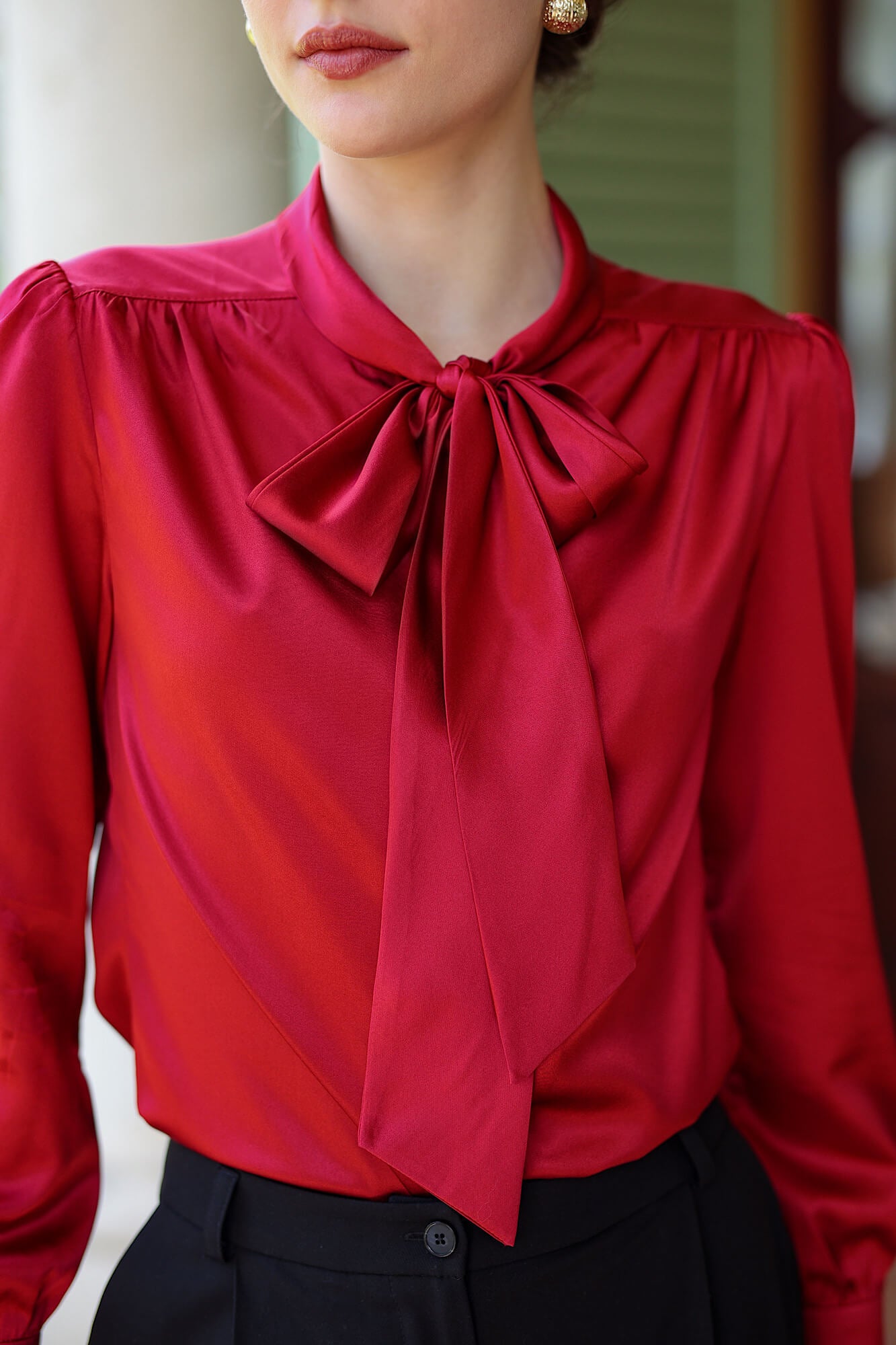 French Bow Silk Blouse