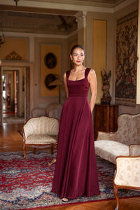 Suzanne Maxi Dress Dresses Gaâla Bordeaux XXS Made-to-order