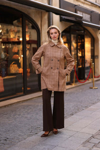 Francine Short Trench Coat Coats Gaâla Beige plaid XXS In stock