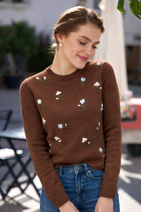 Lucas Embroidered Sweater Knitwear Gaâla Brown XXS Made-to-order