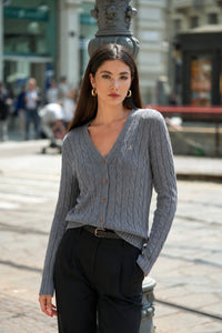 Vince Cotton Cashmere Cardigan Knitwear Gaâla Grey XXS In stock