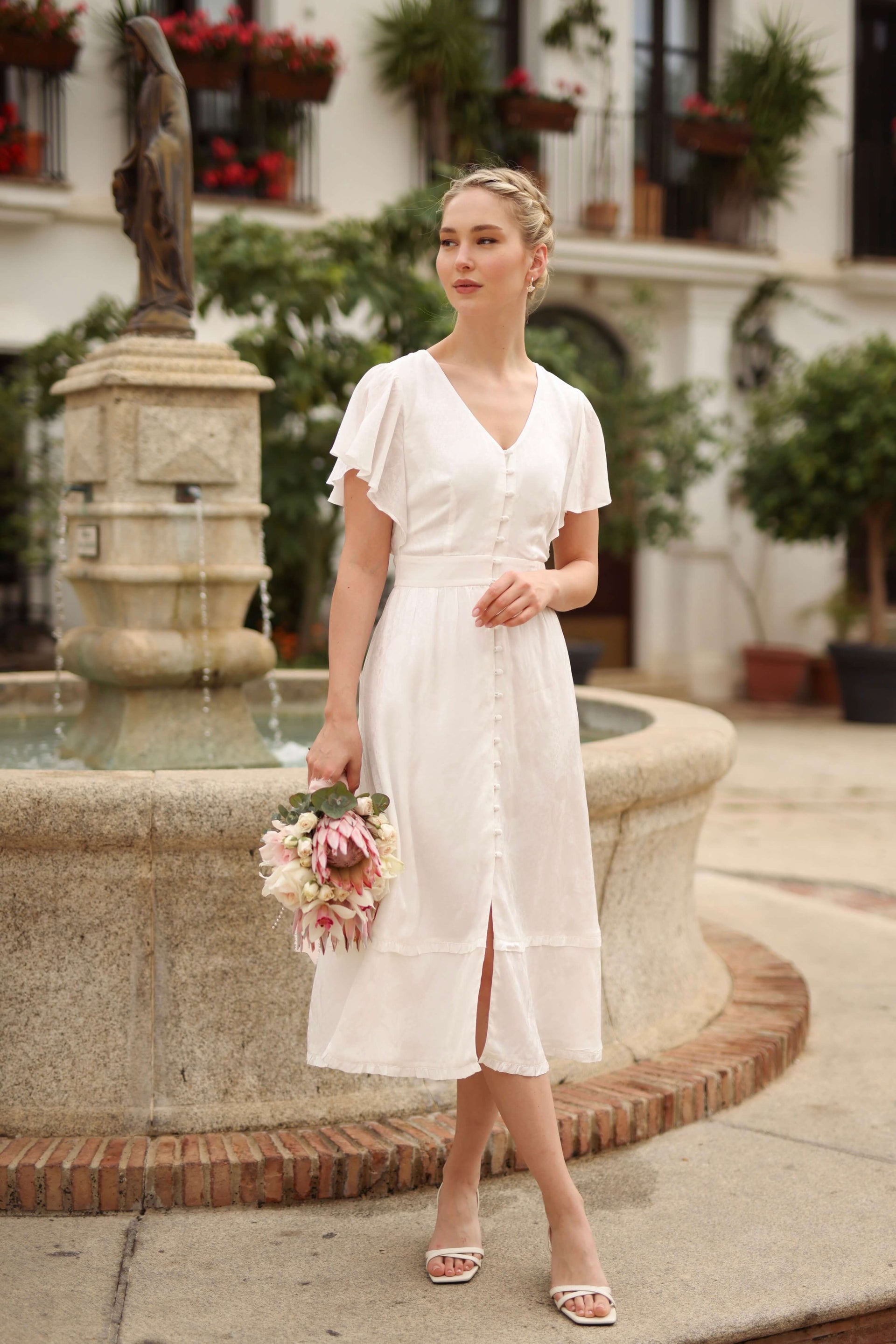 White Button Down Dress Caroline White Button Down Dress Caroline