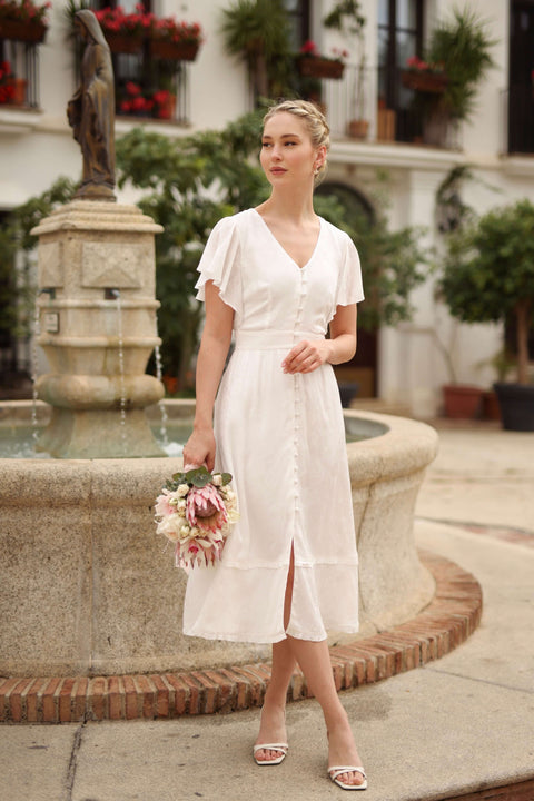 Robe boutonnée Caroline Robes de mariée courtes The Wedding Explorer Robe boutonnée Caroline Robes de mariée courtes The Wedding Explorer