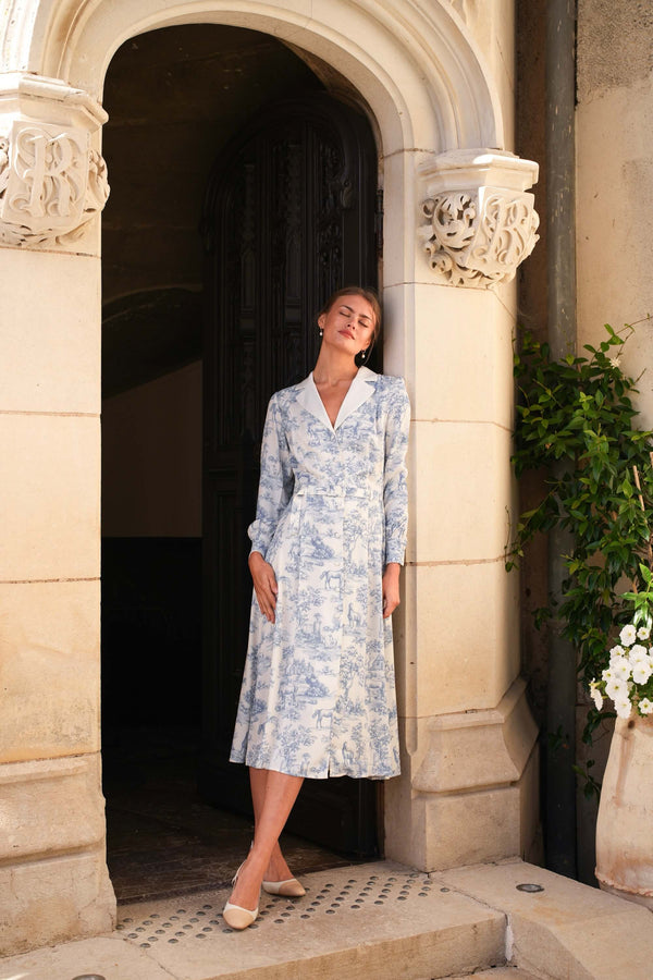 XXS Made-to-order Catalina Toile De Jouy Dress
