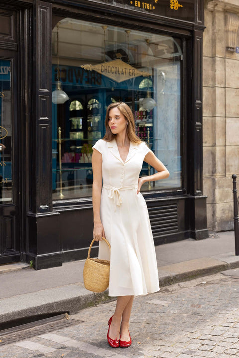 Robe à col tailleur Hortense Robes de mariée courtes The Wedding Explorer Robe à col tailleur Hortense Robes de mariée courtes The Wedding Explorer