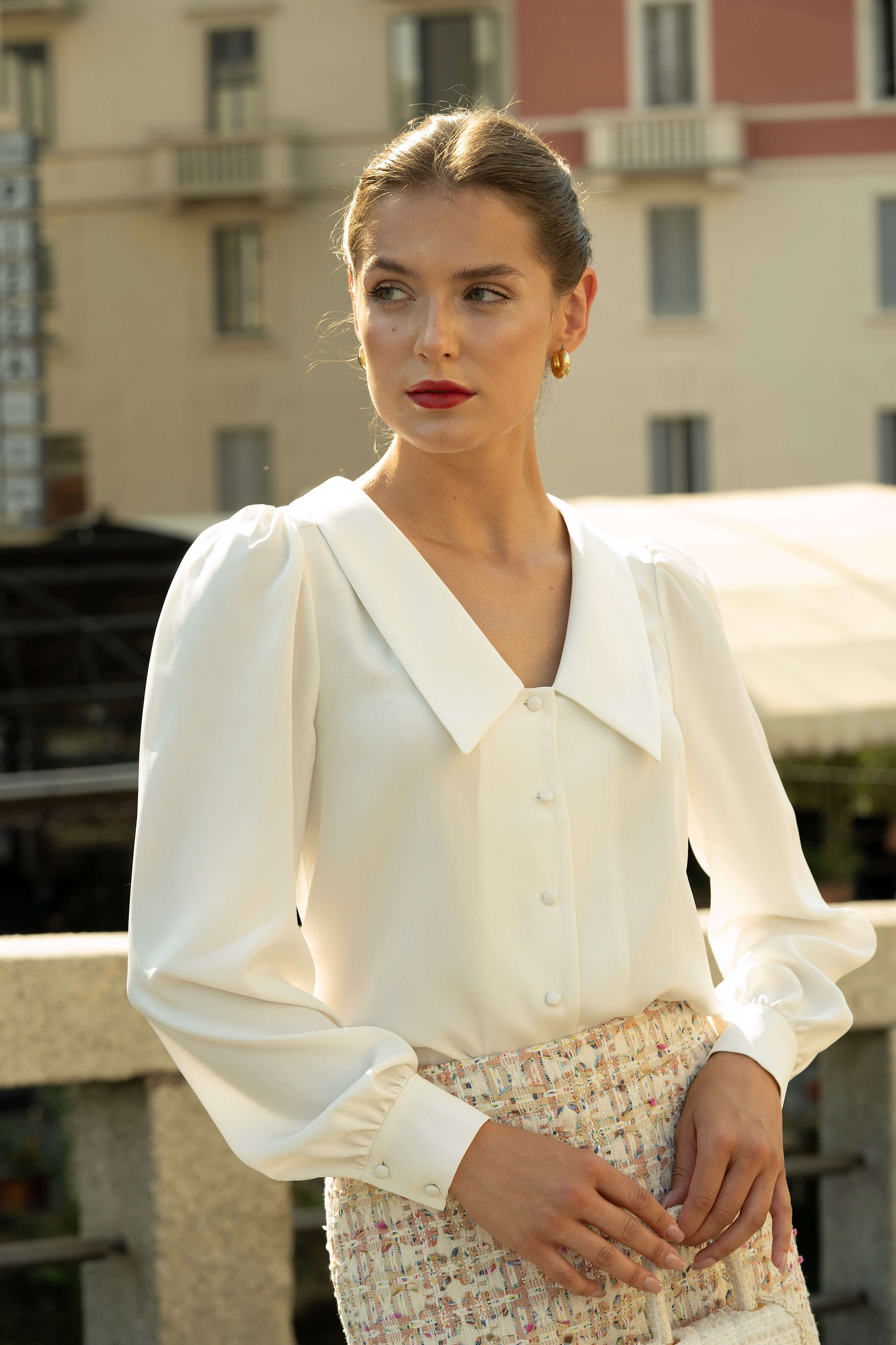 French-Style White Silk Blouse Yves – GAÂLA – Gaâla