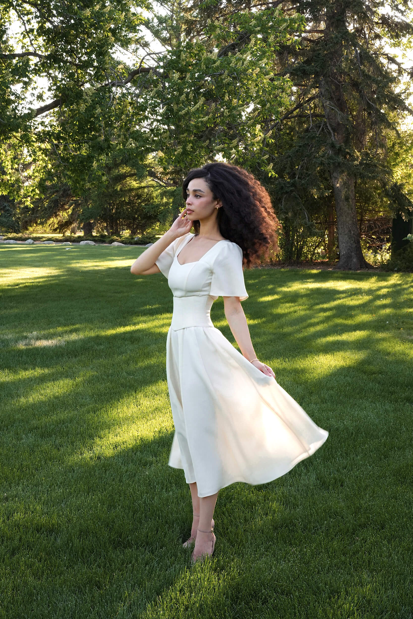 white corset midi dress with sleeves Milarose White Mesh Corset Midi Dress