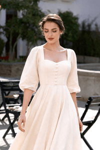 Bardetta Linen Dress Dresses Gaâla Cream XXS In stock