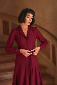Hortensia Belted Dress Dresses Gaâla Bordeaux XXS Made-to-order