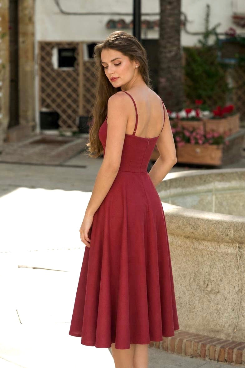 Bordeaux Linen Dress Bardot Bordeaux Linen Dress Bardot