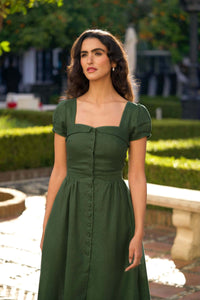 Estelle Button Down Dress Dresses Gaâla Green XXS Made-to-order