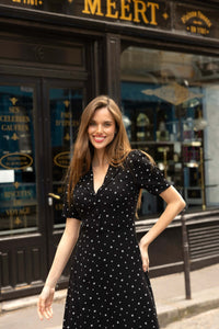 Selena Midi Dress Dresses Gaâla Black white floral XXS In stock