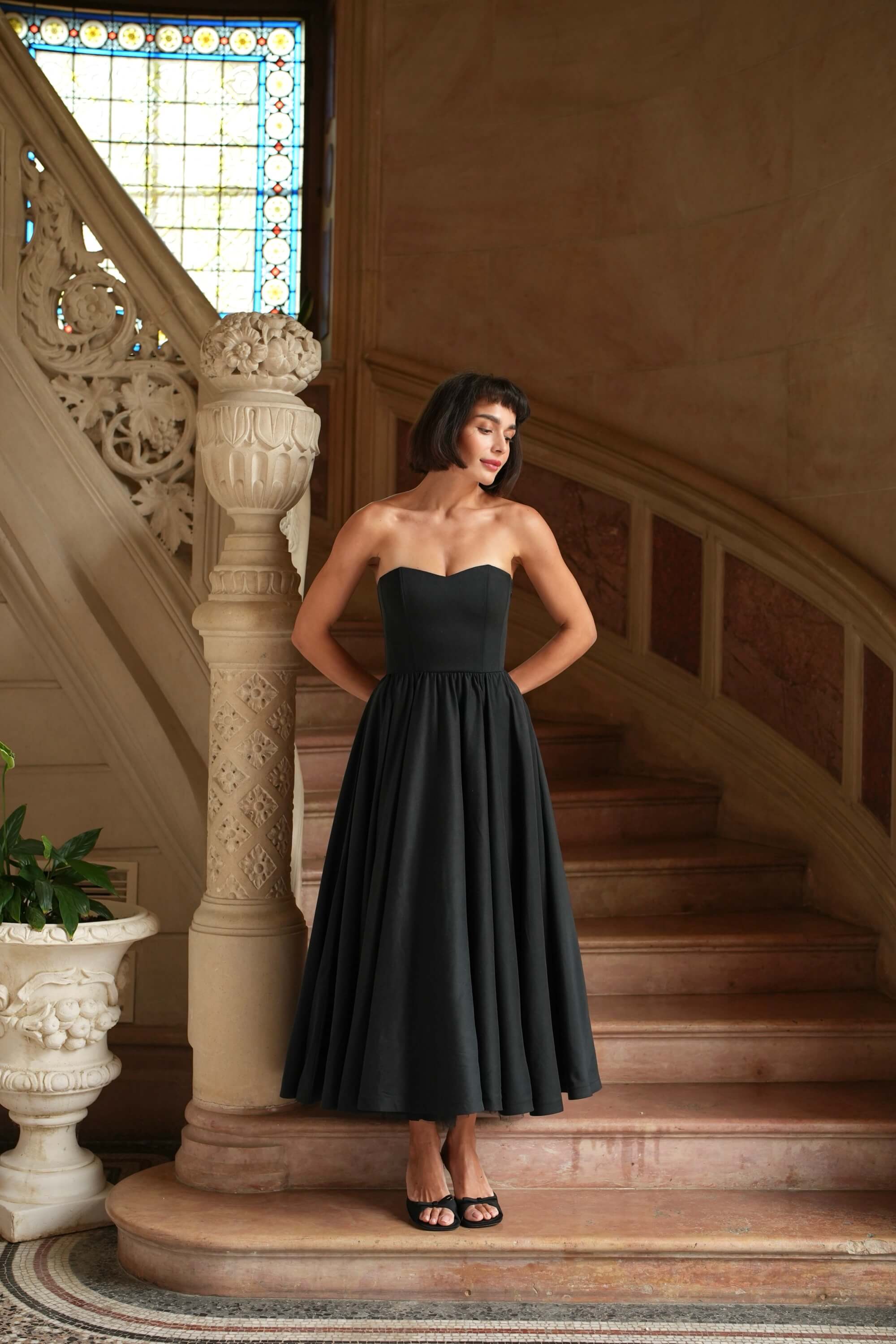 Black Strapless A-Line Dress Annabeth Black Strapless A-Line Dress Annabeth