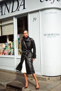 Nadine Faux Leather Trench Coat Coats Gaâla Black XXS Made-to-order