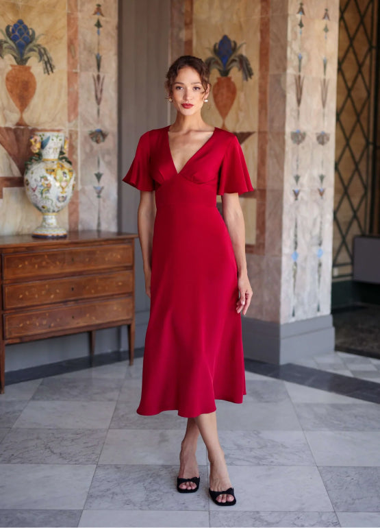 Red dress for dinner deals