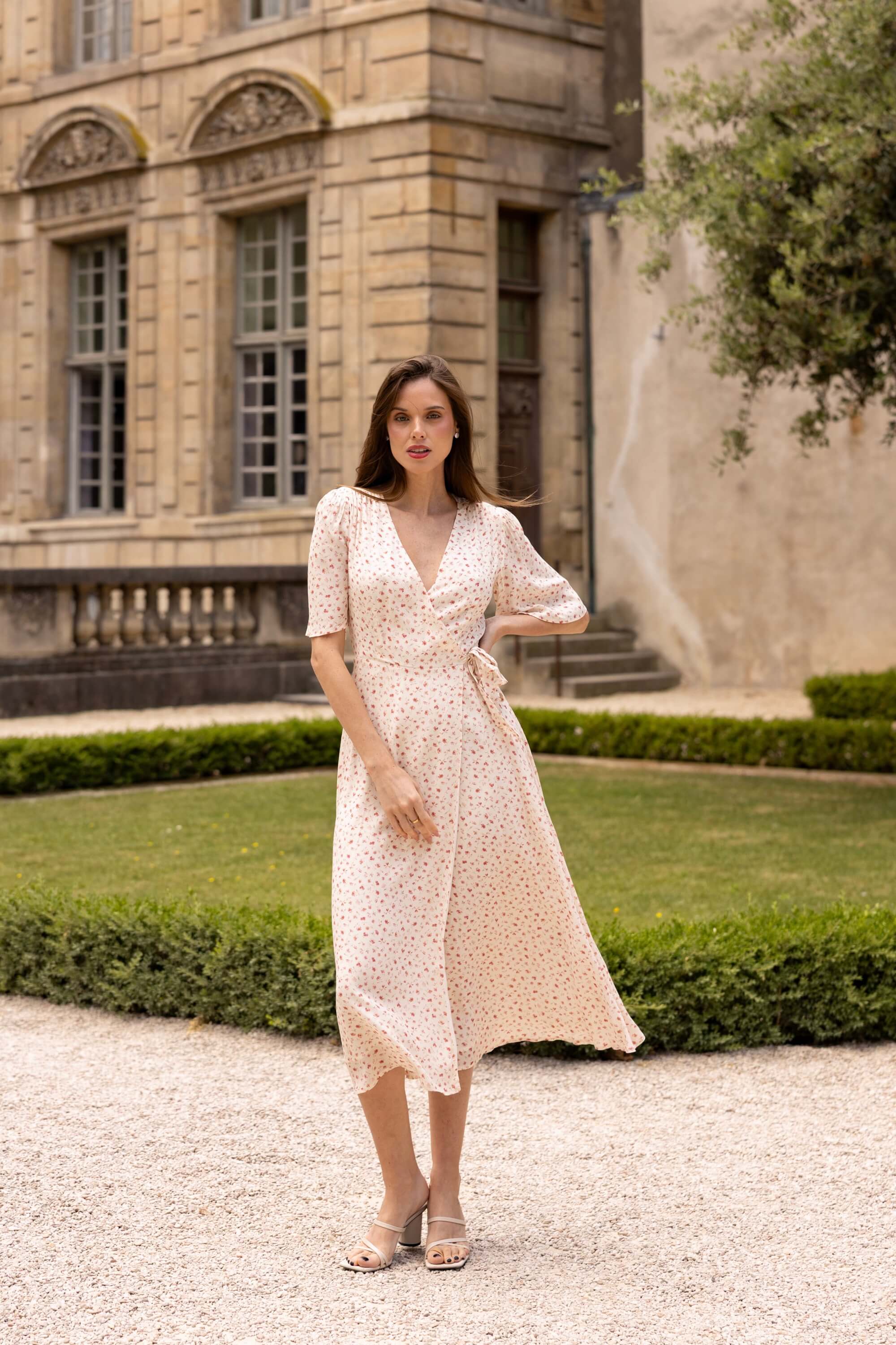 Cream Wrap Dress Flora Cream Wrap Dress Flora