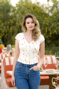 Gina Cotton Blouse Blouses Gaâla White floral XXS In stock