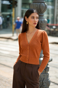 Clary Knit Cardigan Knitwear Gaâla Golden brown XS In stock