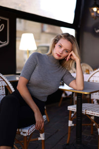 Sia Merino Wool Top Knitwear Gaâla Grey S Made-to-order