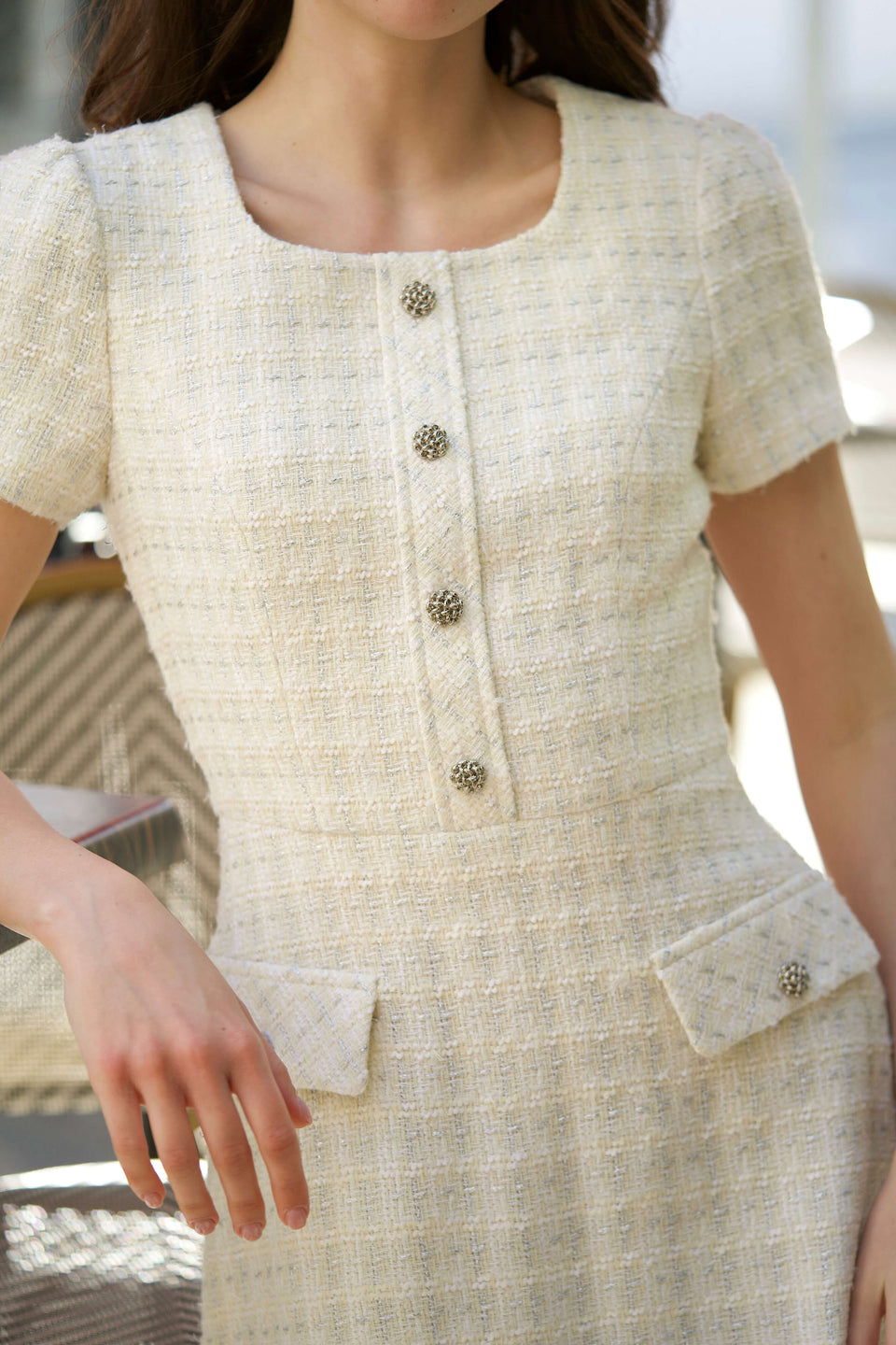 LOTUS GRAY WOOL CASHMERE TWEED COAT DRESS